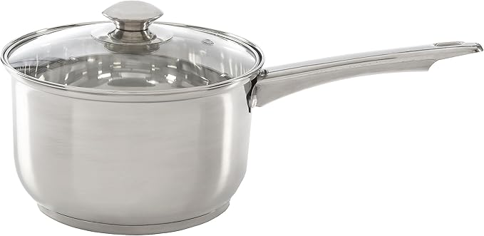Ecolution Stainless Steel Sauce Pan, Encapsulated Induction Ready Cooking Pot with Glass Lid, Oven Safe, Dishwasher Safe Soup Pot, 3-Quart