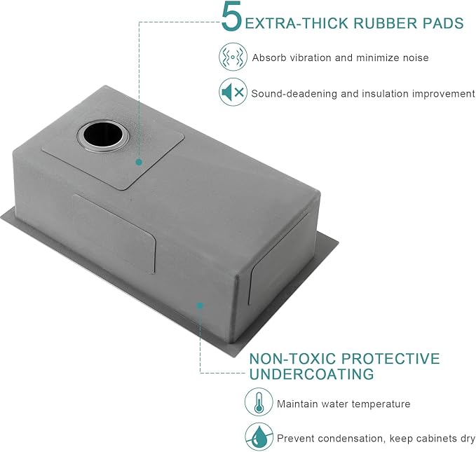 26 inch Drop-in Black Kitchen Sink Single Bowl, Topmount Kitchen Sink with Protective Bottom Grid, Overmount 304 Stainless Steel Kitchen Bar Sink Handmade with Basket Strainer, 26×18×9 inch