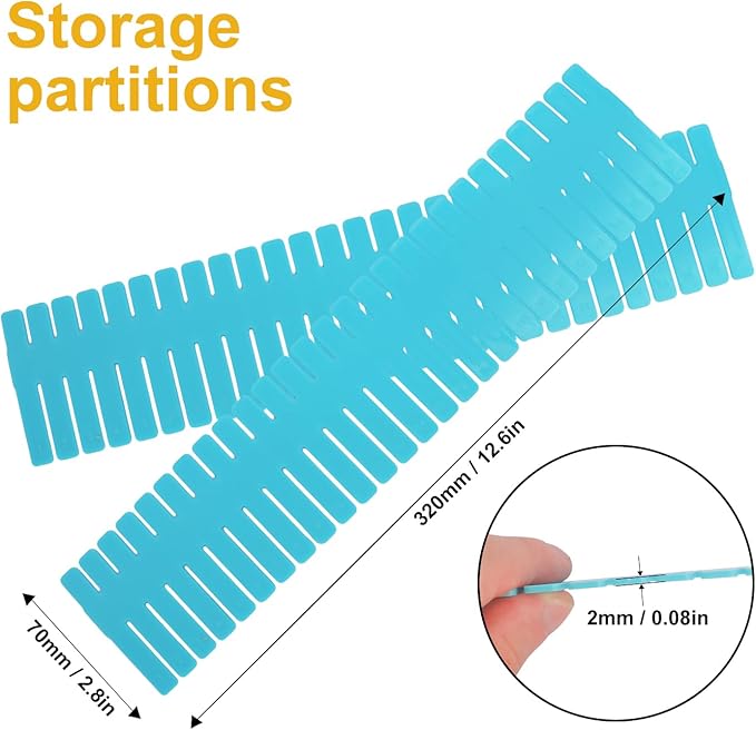 100 PCS Premium DIY Drawer Dividers, Blue, Adjustable Drawer Dividers for Perfectly Organized Drawers, Tidying Makeup, Clothes, Underwear, Cutlery, Kitchen, Bathroom, Bedroom, Office