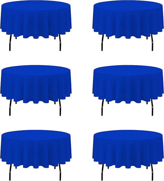 BRILLMAX 6 Pack Royal Blue Round Tablecloths 90 Inch - Circle Bulk Linen Polyester Fabric Washable Table Cloth Cover for Wedding Reception Banquet Birthday Party Buffet Restaurant