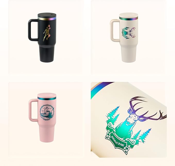 OMTech 30 oz. Tumblers with Handle & Lid, 12 Pack Tumbler Bulk with Double Wall Vacuum Insulation, Food-Grade Stainless Steel Insulated Coffee Mug, Sweatproof Travel Mug for Hot Cold Drinks, Cream