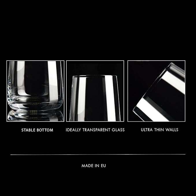 Krosno Glasses for Water, Juices and Other Drinks | Elegant Design | Set of 4 | Capacity 16.6 fl oz | Infinity Collection | Ideal for Home, Restaurant, Parties | Dishwasher Safe