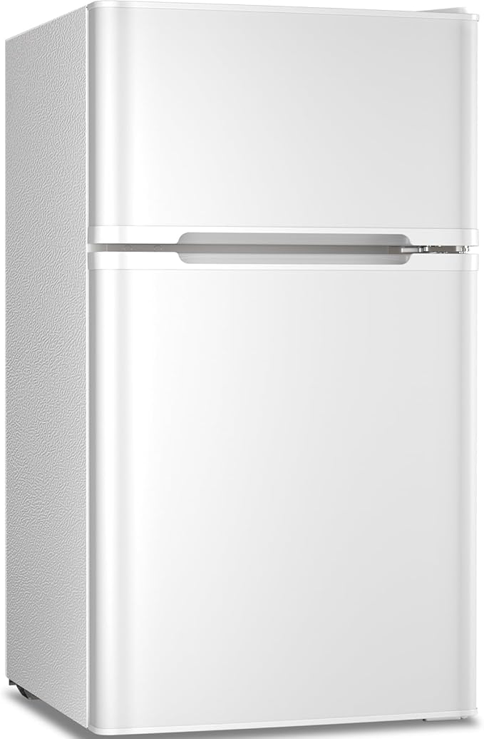 Antarctic Star Compact Refrigerator,3.2 Cu.Ft. Mini Separate Freezer Double 2-Door,Adjustable Removable Shelves for Basement,Apartment,Dorm,Office,WHITE