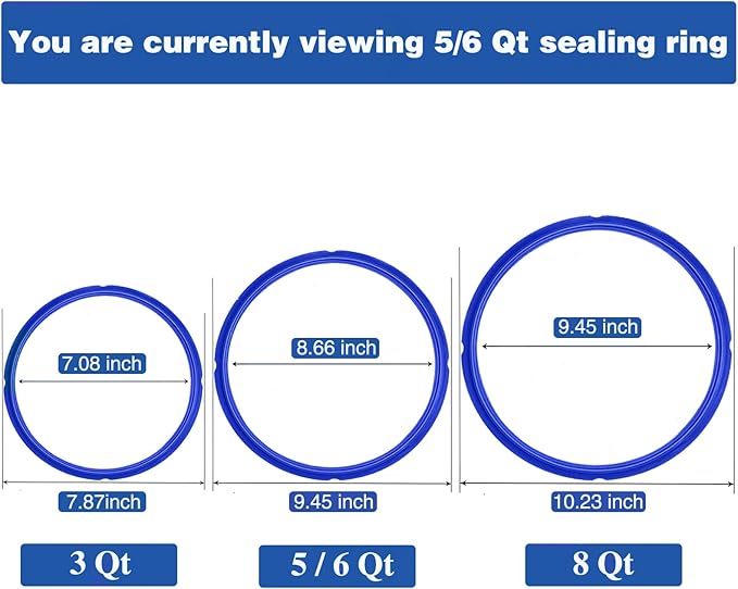 3 Pack Sealing Ring 6 Qt for Instant Pot Sealing Rings for 5/6 Qt Insta Pot, With 3 Float Valve Caps, Food-grade Silicone Instantpot 6Qt Sealing Ring, for Instant Pot 5&6 Qt, Red, Clear and Blue