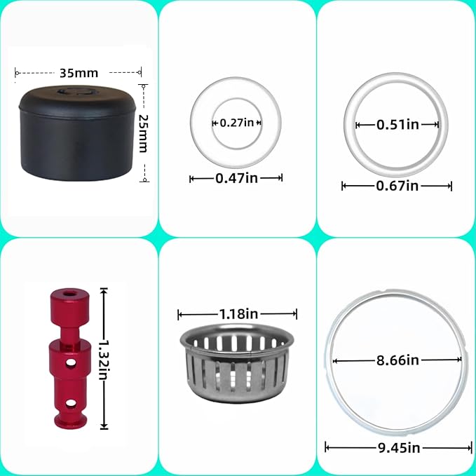 10PCS Replacement Parts for Instant Pot Pro/Pro Plus 6 QT, Duo Evo Plus 6 QT, Steam Release Handle, Sealing Ring, Float Valve W/Silicone Cap and Anti-Block Shield By Pnltae