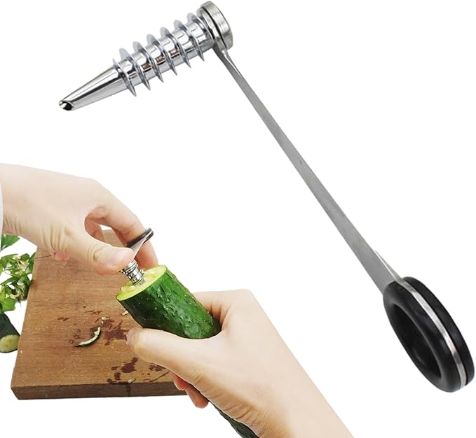 Cucumber Spiralizer Stainless Steel Zucchini Cutter Vegetable Spiralizer for Healthy Salads Manual Courgette Slicer Dishwasher Safe Handheld Kitchen Gadgets for Cucumber Potato Carrot