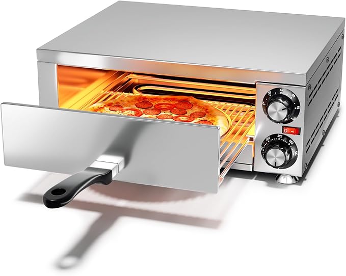 Electric Pizza Oven Indoor Countertop Pizza Oven Commercial Pizza Maker Machine for Home with Timer Stainless Steel Pizza Cooker