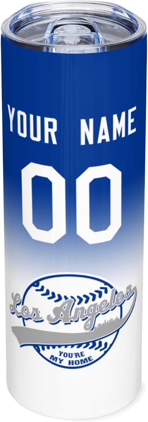 Custom Tumbler Stainless Steel Cup Personalized Baseball Vacuum Insulation Travel Mug Add Your Name Number Fans Gift for Baseball Fans