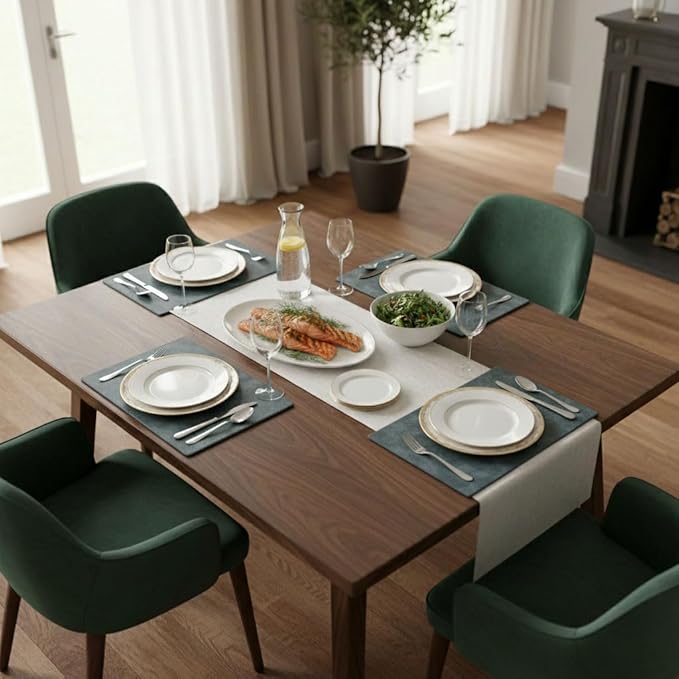 ICEDOG 12"x17" Waterproof PU Placemats - Faux Leather Heat-Resistant & Reversible Table Mats | Oil-Proof, Non-Slip for Kitchen, Dining, Outdoor BBQ (6, Bule)