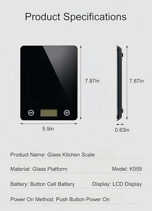 Digital Kitchen Scale, Food Scale with Tempered Glass, Grams and Ounces, 1g High Accuracy for Baking, Cooking, Food (Black Glass)