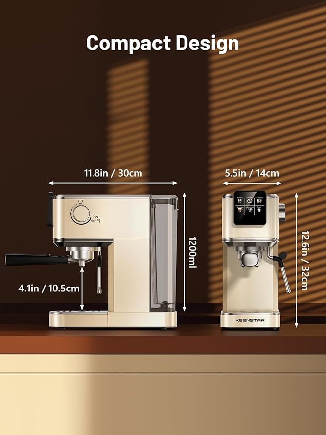 KEENSTAR 20Bar Espresso Machine with Rapid Cold Brew, Hot & Iced Coffee Machine, Espresso Maker with Milk Frother Steam Wand, Touch Screen with 40oz Water Tank for Latte, Cappuccino, Gift