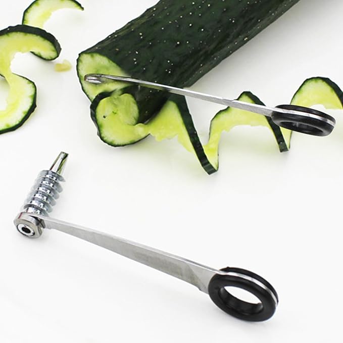 Cucumber Spiralizer Stainless Steel Zucchini Cutter Vegetable Spiralizer for Healthy Salads Manual Courgette Slicer Dishwasher Safe Handheld Kitchen Gadgets for Cucumber Potato Carrot
