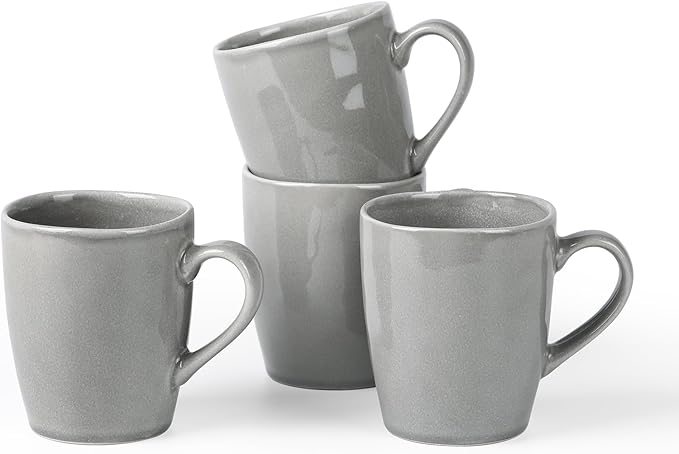 famiware Aurora Coffee Mugs, 14oz Mug Set of 4, Stoneware Mug, Cups for Kitchen, Cappuccino, Latte, Reactive Glaze, Microwave Safe, Scractch-resistant, Slate gray