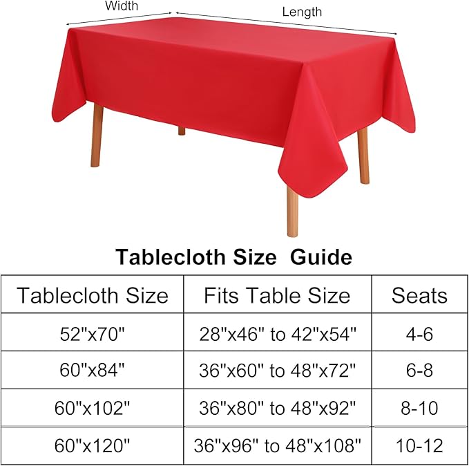 homing Rectangle Vinyl Tablecloth, Waterproof Spillproof Plastic Flannel Backed Table Cloth, Wipe Clean Table Cover for Dining, Buffet Parties and Camping (Red, 60" x 84")