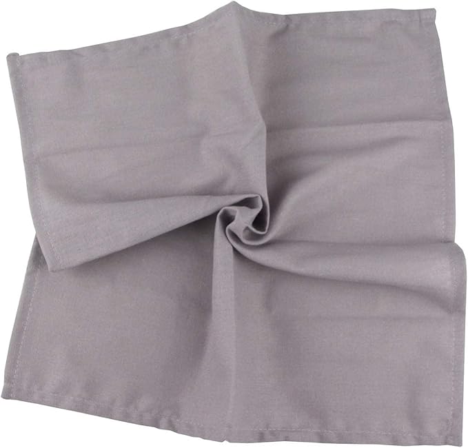 Solid Color Blended Thin Dinner Cloth Napkins - Set of 12 (40 x 40 cm) - for Events & Home Use (Silver)