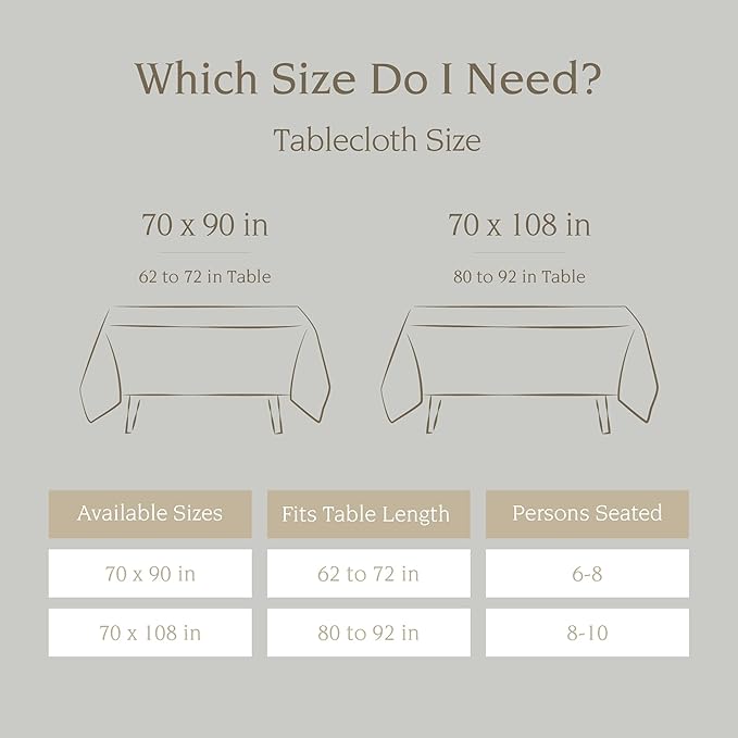over&back 100%-Linen Woven Tablecloth - Colorful Dining Room Table Cover - Mitered Corner Hems - Machine Washable - Kitchen and Home Decor - Taupe - 70x90