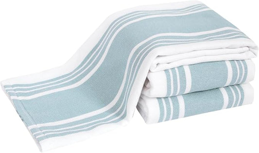 All-Clad Dual-Purpose Kitchen Towels: Highly Absorbent, Super Soft Long Lasting - 100% Cotton, 17"x30" Dish Towels for Cleaning & Drying Dishes, Pans, Glassware, or Countertops, (3-Pack), Rainfall