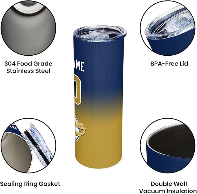 Custom Tumbler Stainless Steel Cup Personalized Baseball Vacuum Insulation Travel Mug Add Your Name Number Fans Gift for Baseball Fans