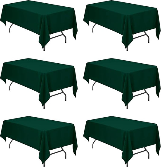 BRILLMAX 6 Pack Hunter Green Tablecloths for 6 Foot Rectangle Tables 60 x 102 Inch - 6ft Rectangular Bulk Linen Polyester Fabric Washable Cloth Cover for Wedding Reception Banquet Birthday Party