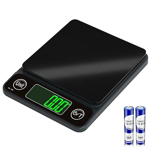 Kitchen Scale Digital Food Scale,Coffee Scale 500g/0.01 Digital Scale Food Kitchen,7 Units Gram Scale for Baking and Cooking LCD Display Mini Food Scale (Black(500g/0.01))