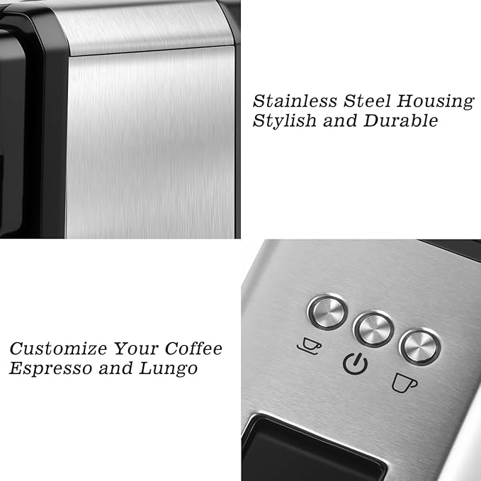CUSIMAX Single Serve Coffee Machine for K Cup and Nespresso Pods, Fast Brew One Cup Coffee Maker, Customizable Brewing Sizes, Stainless Steel Espresso Machine with 20oz Remevable Water Tank