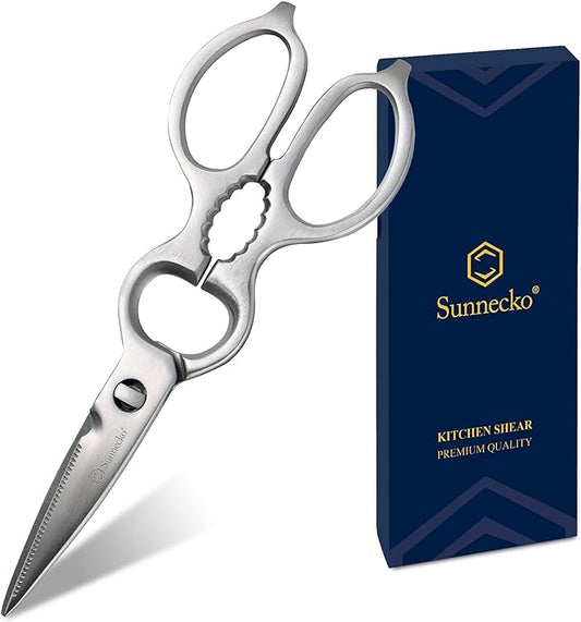 Sunnecko Heavy Duty Kitchen Scissors - Stainless Steel Kitchen Shears, Ultra Sharp Micro Serrated Poultry Shears, Cooking Scissors for Meat, Dishwasher Safe