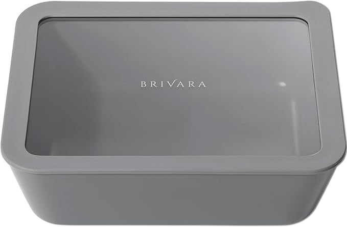 Ceramic Coated Glass Food Storage Container | No PTFE, PFOA, PFAS, and BPA | Reusable Non Toxic Meal Prep Container with Glass Lid | Easy To Store | 11 Cup Rectangle [Smoke]