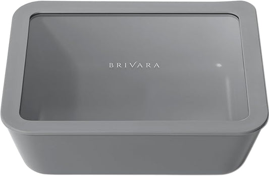 Ceramic Coated Glass Food Storage Container | No PTFE, PFOA, PFAS, and BPA | Reusable Non Toxic Meal Prep Container with Glass Lid | Easy To Store | 11 Cup Rectangle [Smoke]