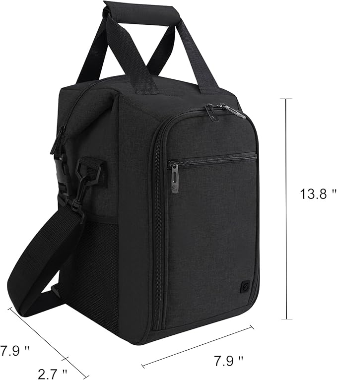 ALLCAMP 4 Bottle Wine Gift Bag - Insulated Tote Cooler, Adjustable Strap, Includes 4 Wine Glasses, Napkins & Corkscrew, Portable Travel Gifting (Black)