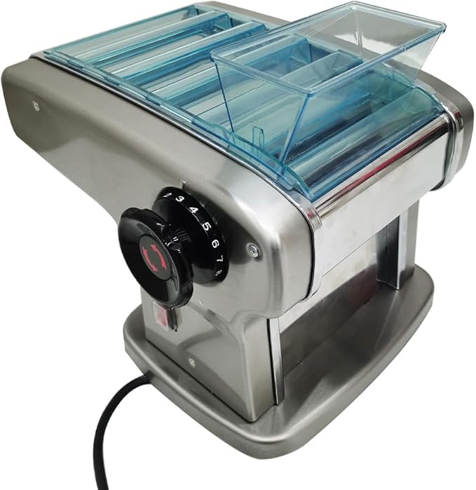 Electric Pasta Press Maker, Stainless Steel Noodle Making Machine, Adjustable Thickness, Automatic Noodle Maker Dough Pressing Machine for Home Commercial 110V 135W