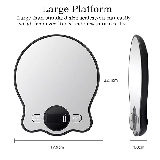 Food Scale,22lbs Digital Kitchen Multifunction Scale, Weight Grams and oz for Cooking Baking,10 Units with Tare Function 1g/0.03oz Precise Graduation, 304 Stainless Steel Unique Cute Shape