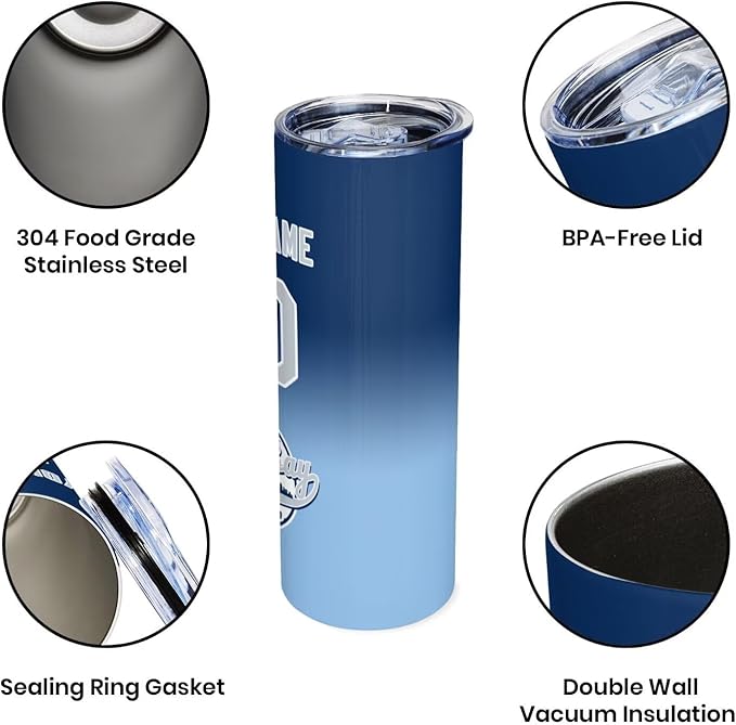 Custom Tumbler Stainless Steel Cup Personalized Baseball Vacuum Insulation Travel Mug Add Your Name Number Fans Gift for Baseball Fans