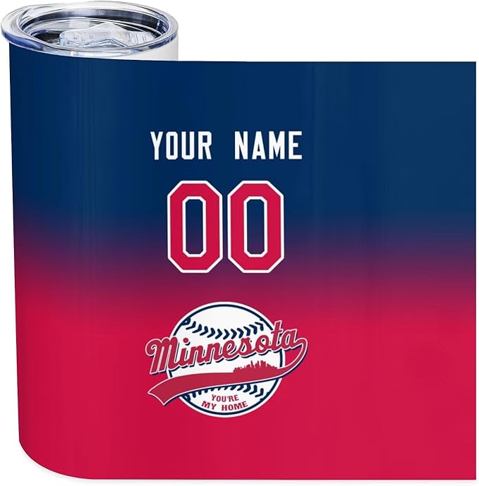 Custom Tumbler Stainless Steel Cup Personalized Baseball Vacuum Insulation Travel Mug Add Your Name Number Fans Gift for Baseball Fans