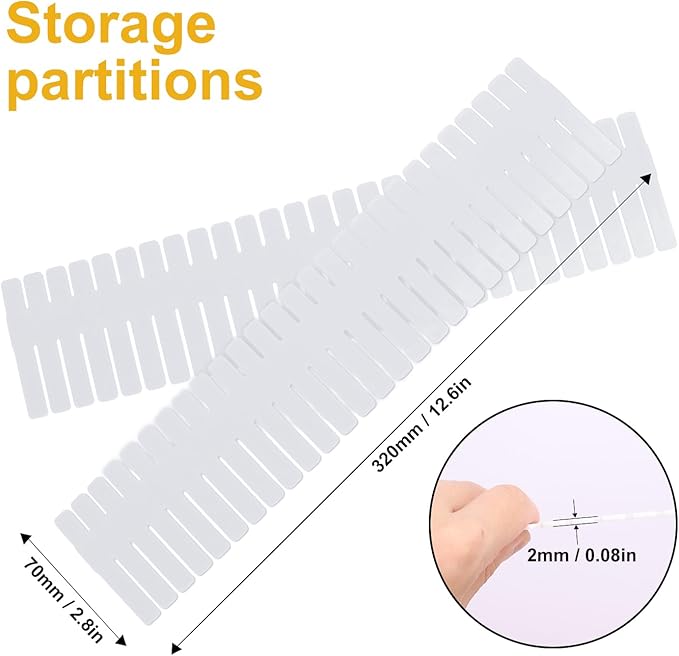 100 PCS Premium DIY Drawer Dividers, White, Adjustable Drawer Organizers for Perfectly Organized Drawers, Tidying Makeup, Clothes, Underwear, Cutlery, Kitchen, Bathroom, Bedroom, Office