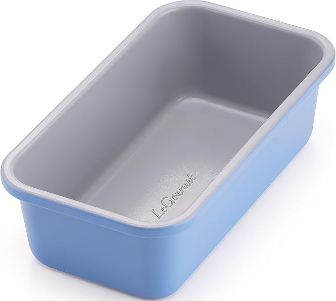 LeGourmet Nonstick Bread Loaf Pan 9 X 5 Inch, Ceramic Coating, Non-Toxic, Rust Resistant Aluminized Steel, Perfect 1 lb Baking Dish for Meatloaf, Pound Cake & Brownie (Cyan)