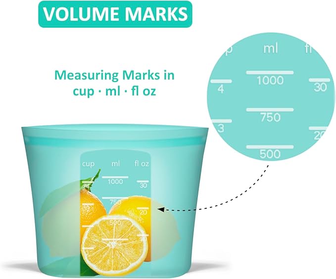 Reusable Food Bags, 12 Pack 100% Silicone Food Storage Bags Stand Up Zip Lock Container, Freezer Microwave Oven Dishwasher Safe, 4 Medium 4 Small 4 Extra Small, Aqua