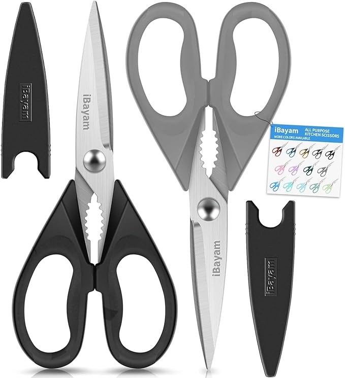 Kitchen Shears, Kitchen Gadgets Utensil Set, iBayam All Purpose Kitchen Shears with Protective Sheath Durable Stainless Steel Scissors, Cooking Kitchen Utensils, Soft Grip Comfort Handle, 8.5 Inch