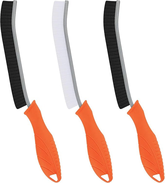 Hard Bristle Crevice Cleaning Brush - Cleaning Supplies - Grout Cleaning Brushes for Household Use - Crevice Cleaning Tool for Bathroom, Home and Kitchen (3, Orange)