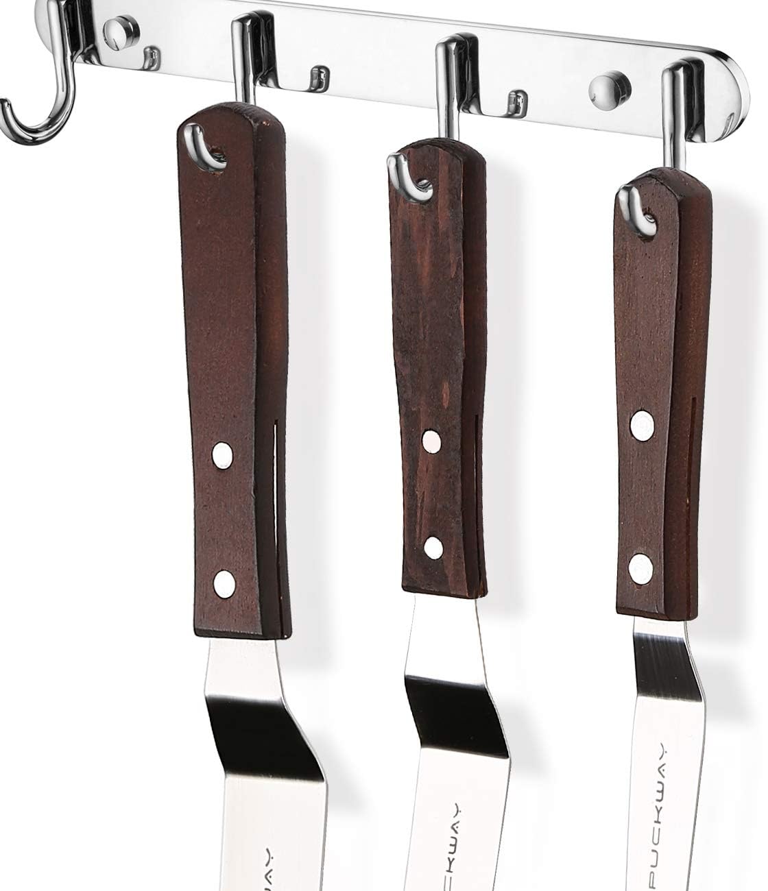 Offset Cake Icing Spatula Set of 4- Professional Stainless Steel Cake Decorating Frosting Spatulas, 4"-6"-8"-10" Flexible Resistant Blade, Wooden Handle For Easy Grip