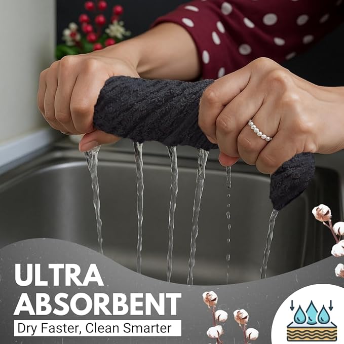 Infinitee Xclusives Premium Kitchen Towels - [Pack of 12] 100% Cotton Kitchen Hand Towels (15 x 25 Inches) - Dish Towels for Kitchen |Grey|