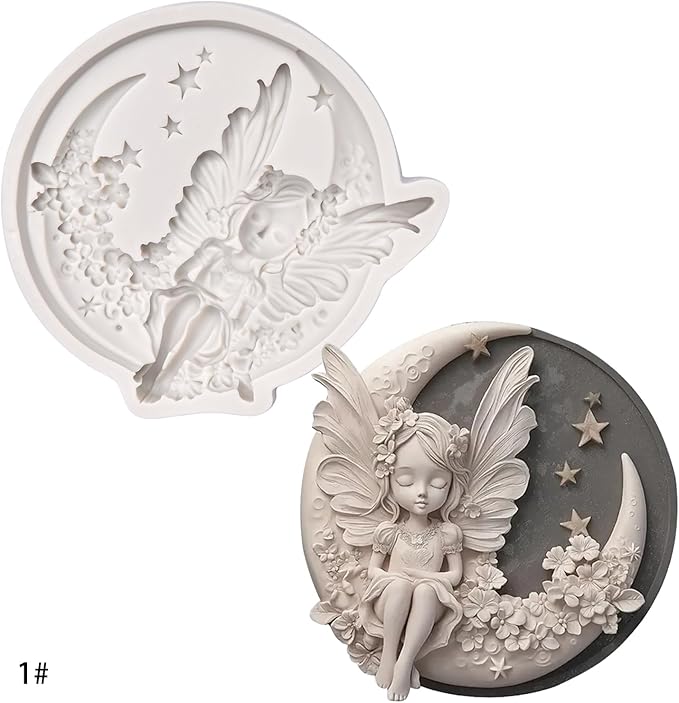 (Four-piece set) Moon angel, wing girl angel, DIY silicone mold, cake chocolate mold wedding cake decoration