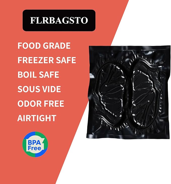 All Black Vacuum Sealer Bags 15" x 20", 5.5 Mil Precut Vacuum Seal Bags for Food Storage, Sous Vide, and Meal Prep, Heavy Duty Commercial Grade, 50 Count