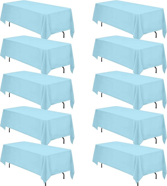 BRILLMAX 10 Pack Light Blue Tablecloths 70 x 120 Inch for 6ft or 8ft Rectangle Tables - Rectangular Bulk Linen Polyester Fabric Washable Cloth Cover for Wedding Reception Banquet Birthday Party