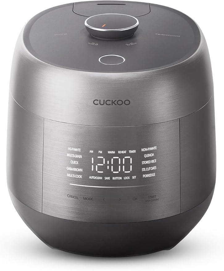 CUCKOO Twin Pressure Rice Cooker 6-Cup Uncooked / 12-Cup Cooked with Induction Heating Technology, Silent Pressure System, Open Cooking Mode, Dynamic Display, Eco Inner Pot, Gray (CRP-PHTR0609FS)