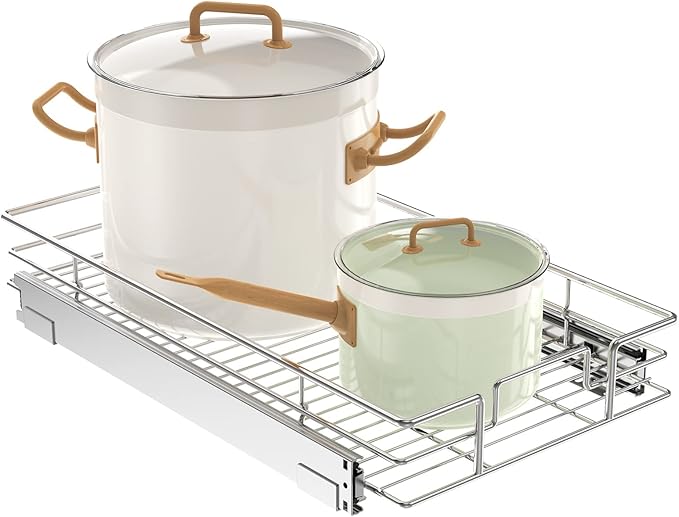 LOVMOR Pull Out Cabinet Organizer 11" W x 18" D, Kitchen Cabinet Pull Out Shelves Slide Out Storage…