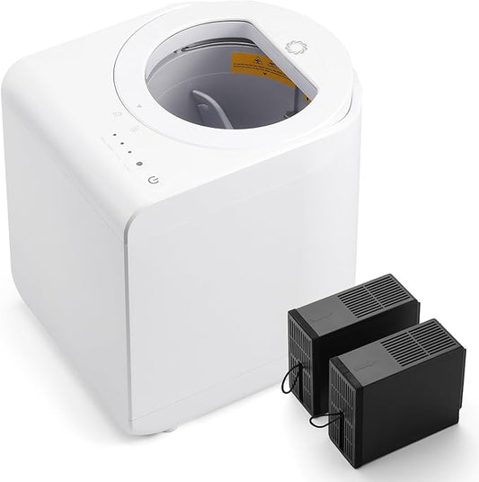 Airthereal Revive R500-V Electric Kitchen Composter with Visual Cover, Upgraded SHARKSDEN® Tri-Blade, Turn Food Waste and Scraps into Dry Natural Fertilizer for Plants, Pearl White