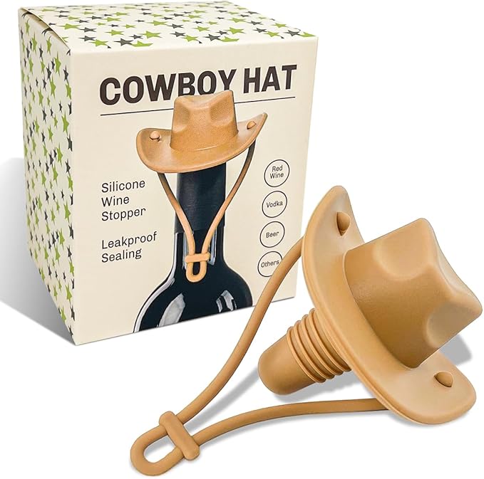 Cowboy Hat Silicone Wine Stopper -Wine Accessories Gifts for Adults-Funny Kitchen Gadgets Gifts for Wine Lover