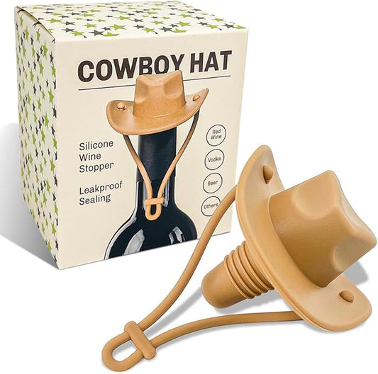 Cowboy Hat Silicone Wine Stopper -Wine Accessories Gifts for Adults-Funny Kitchen Gadgets Gifts for Wine Lover