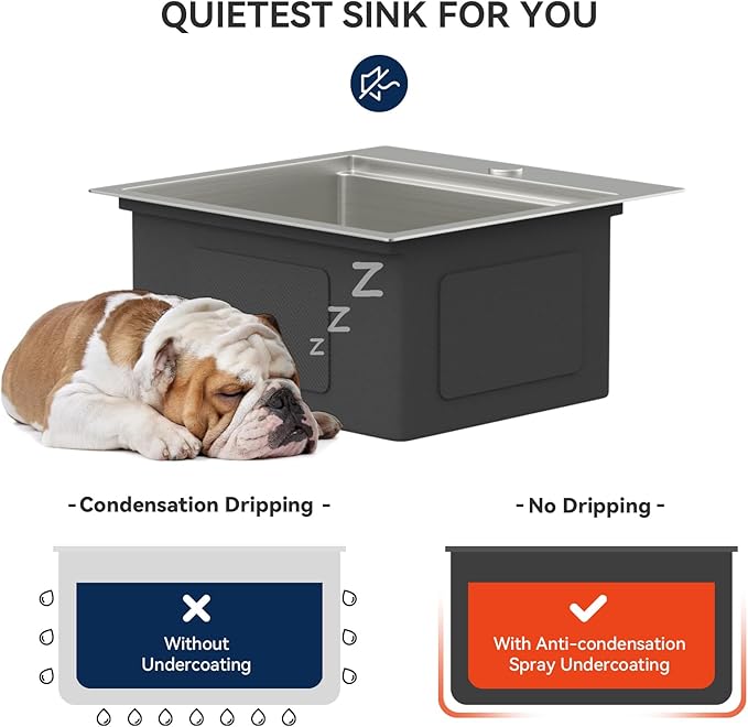 Lordear Stainless Steel Bar Sink 18 Inch Drop In Kitchen Sinks 16 Gauge SUS304 Prep Bar Sink RV Wet Small Kitchen Sinks Indoor Outdoor 18x18x9 Inch