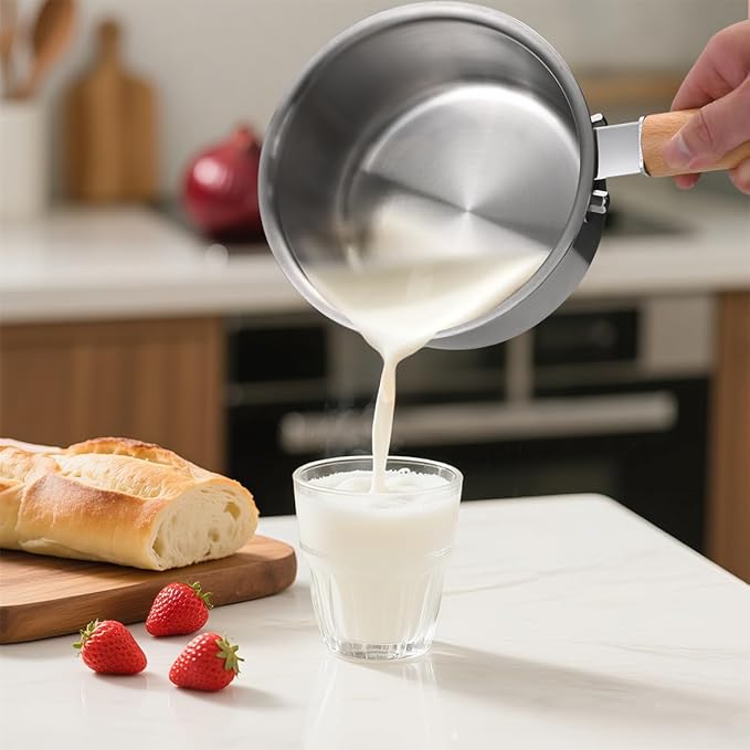 Sauce Pan with Lid, Amafox 1.5QT Stainless Steel Saucepan, Uncoated Non-toxic Sauce Pot with Detachable Handle, Small Pot with Induction Base for Most Cooktops, Dishwasher Safe